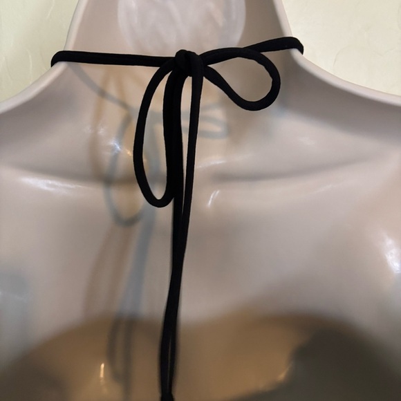 Forever 21 Black Slinky Cut Out Halter Dress with Flutter Cap Sleeves Size S - Picture 9 of 11